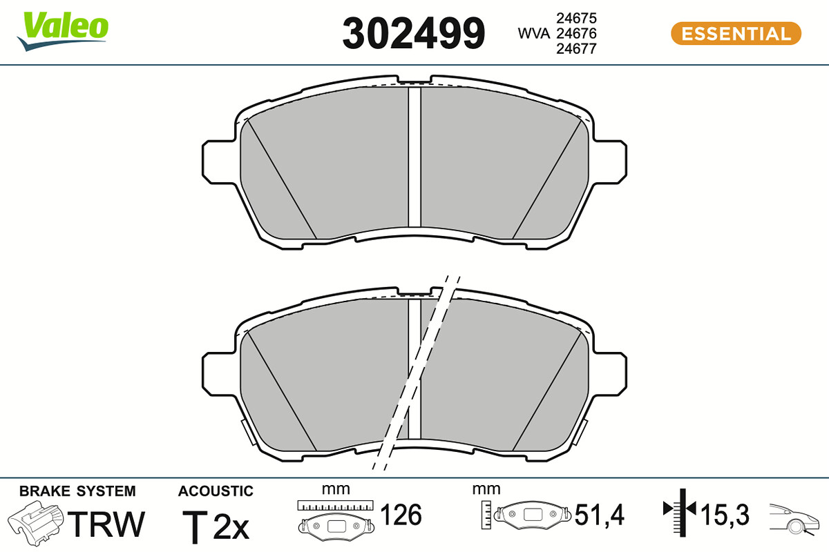 Jeu de 4 plaquettes de frein VALEO ref. 302499